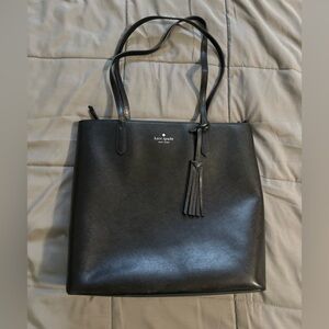 Kate Spade Black Leather Tote with Tassel